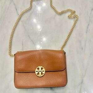 Tory Burch Brown Crossbody Bag with Gold Chain